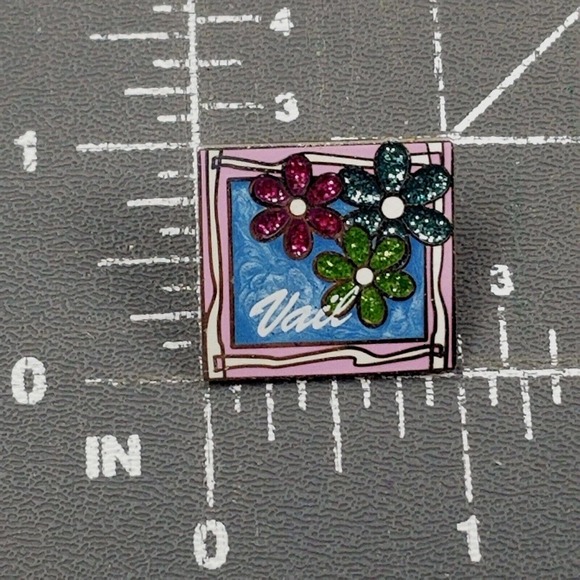 Vail Colorado Mountain Ski Resort Area Flowers Enamel Lapel Pin Skiing Souvenir - Picture 2 of 4